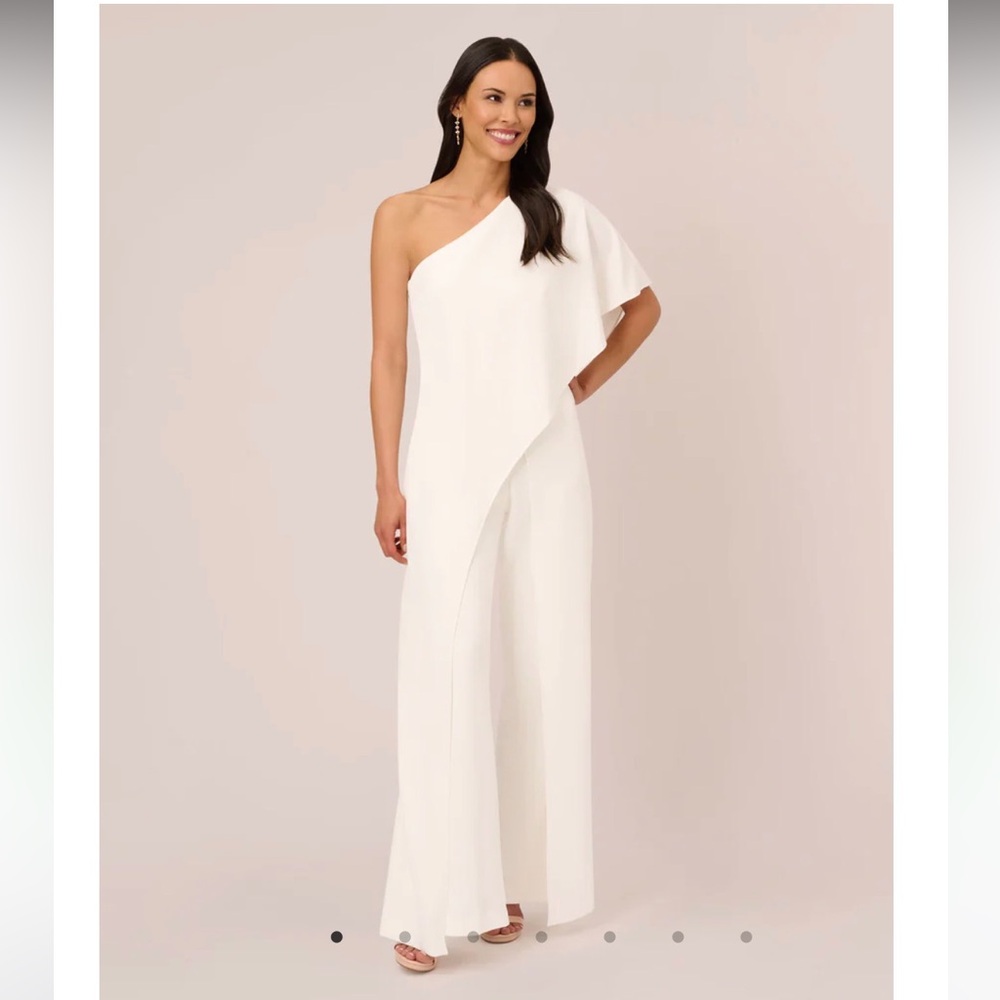 Adrianna Papell Flutter One Shoulder Jumpsuit